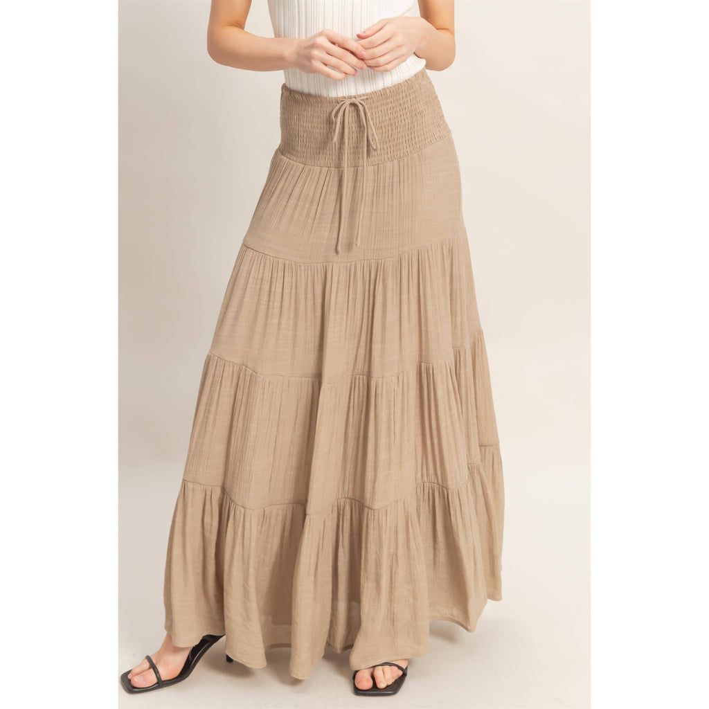 Highwaist Drawstring Tiered Skirt