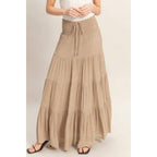 Highwaist Drawstring Tiered Skirt