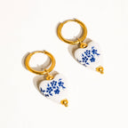 Ceramic Floral Heart Earrings