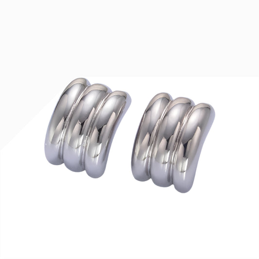 Everyday Triple Band Hoops- Silver