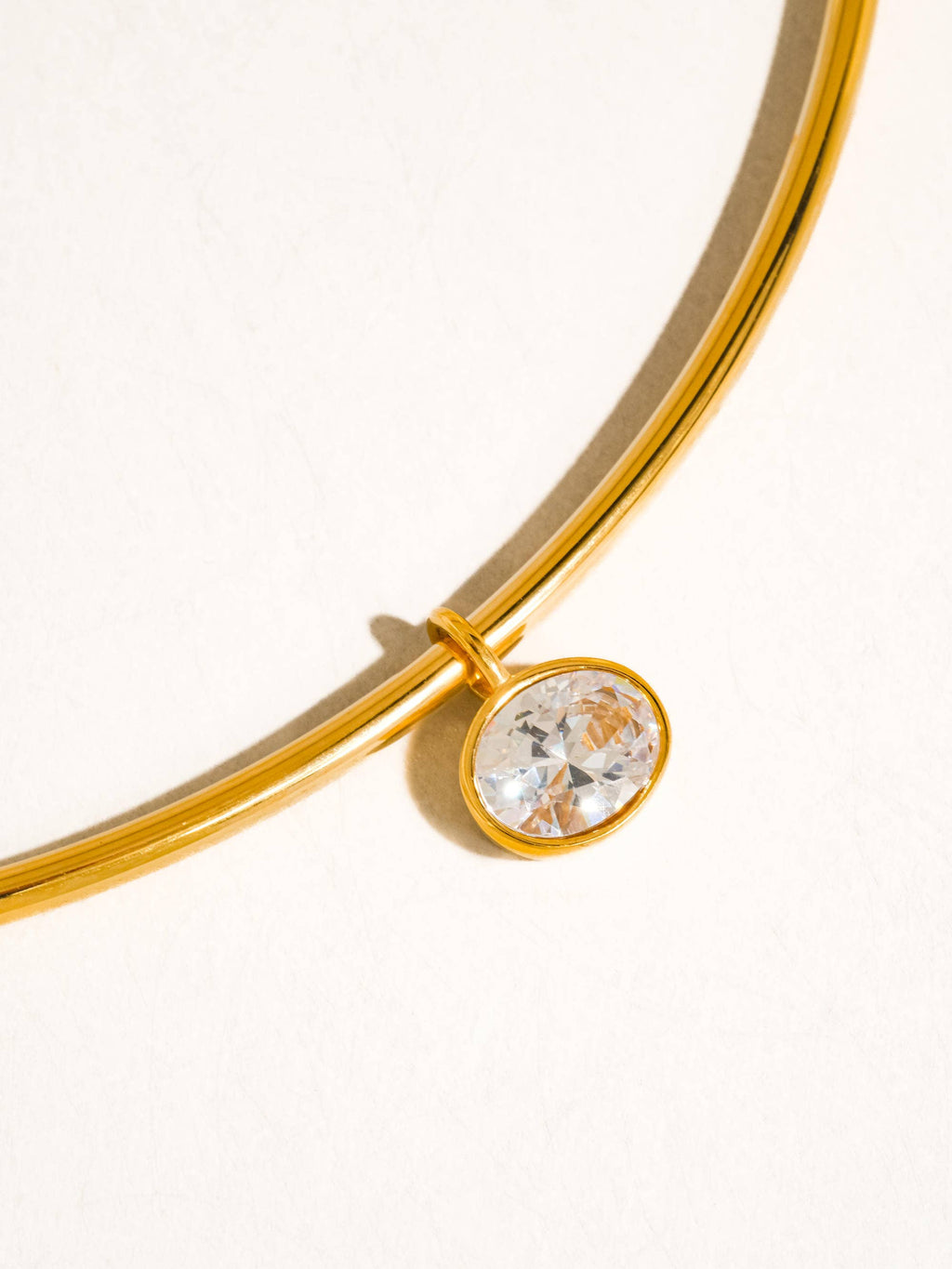 Campbell 18K Gold Non-Tarnish Classic CZ Choker: Yellow Gold / Oval-O