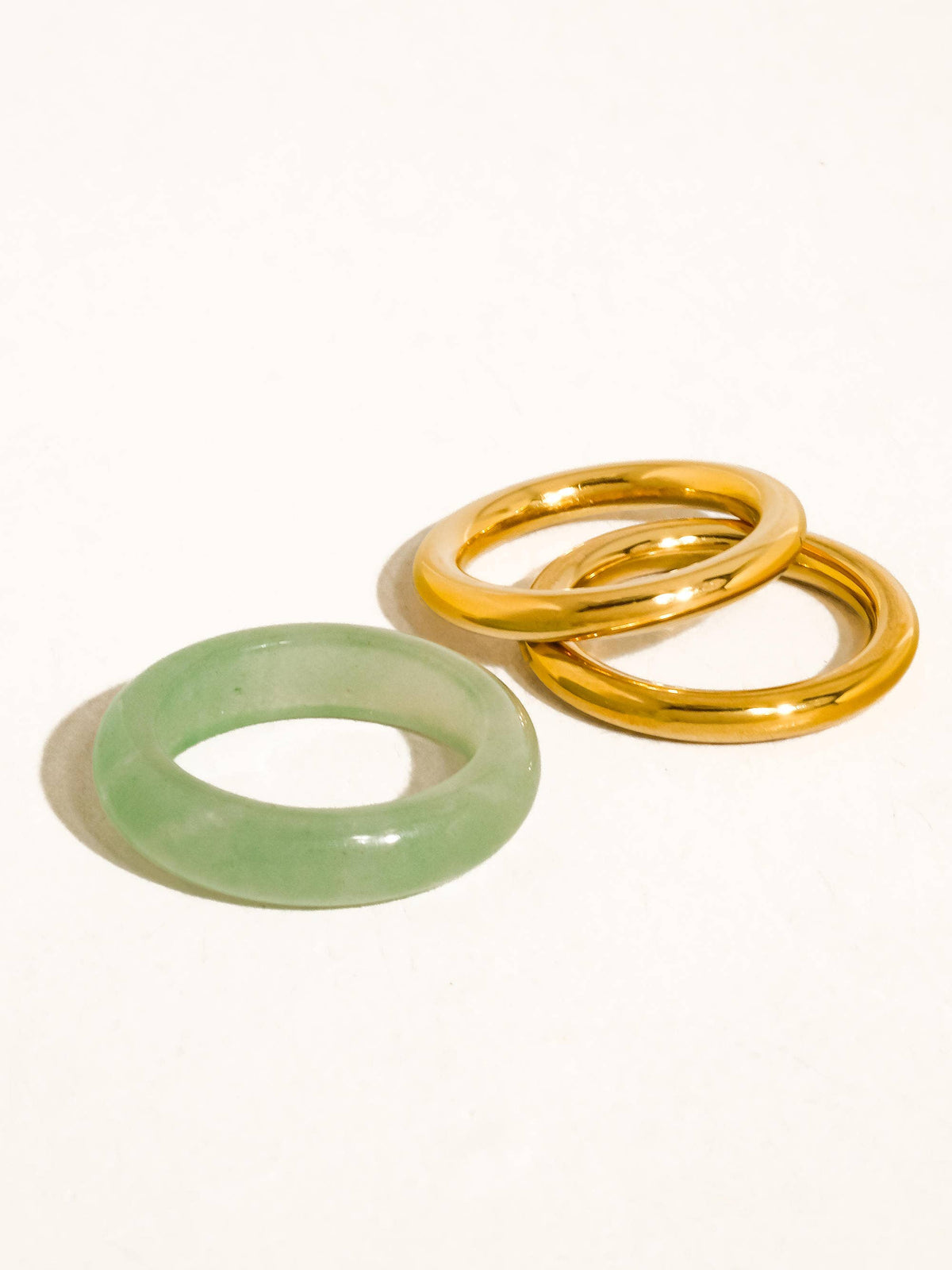 Moss Green Aventurine Stone Ring Set