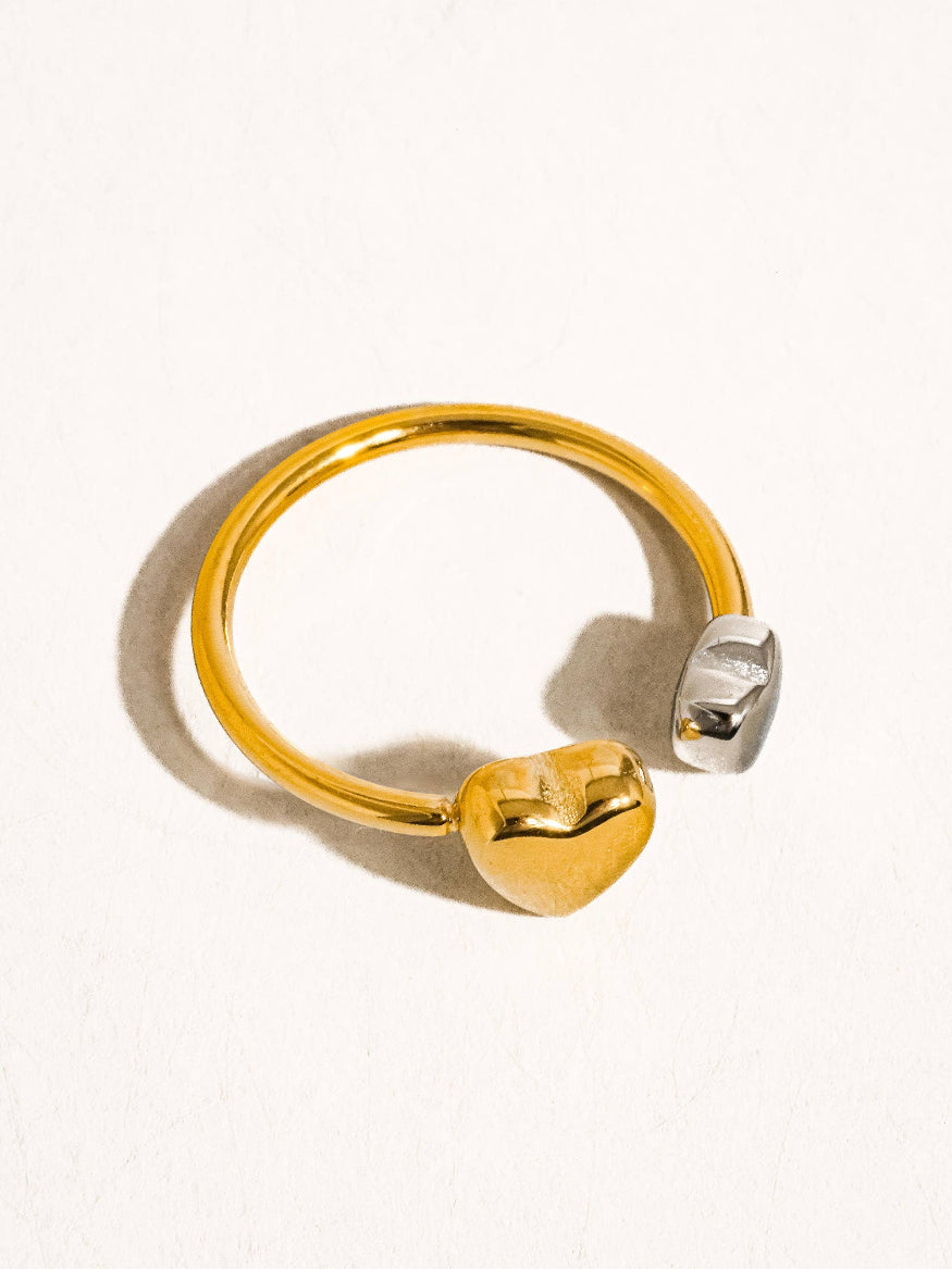 Loanni Two Tone Heart Ring