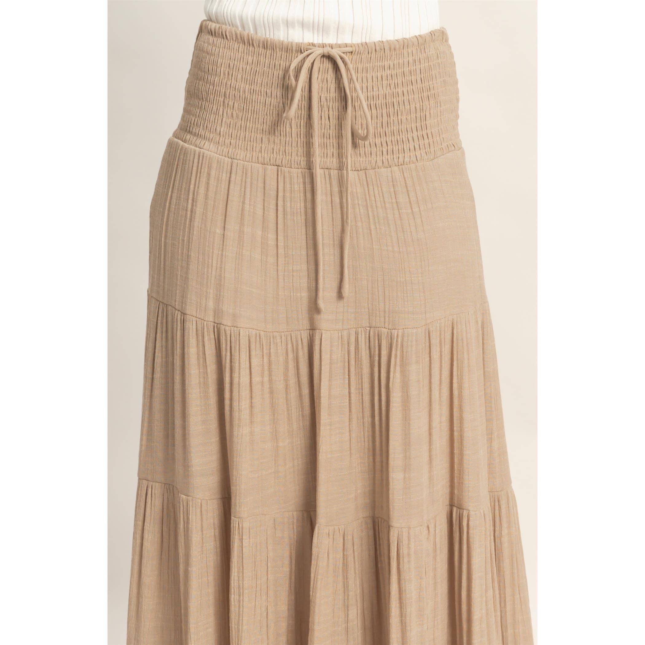 Highwaist Drawstring Tiered Skirt