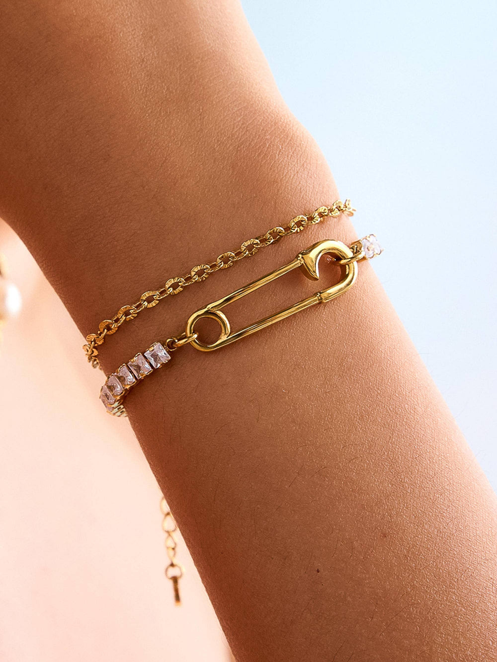 Acier Rhinestone Clip Bracelet