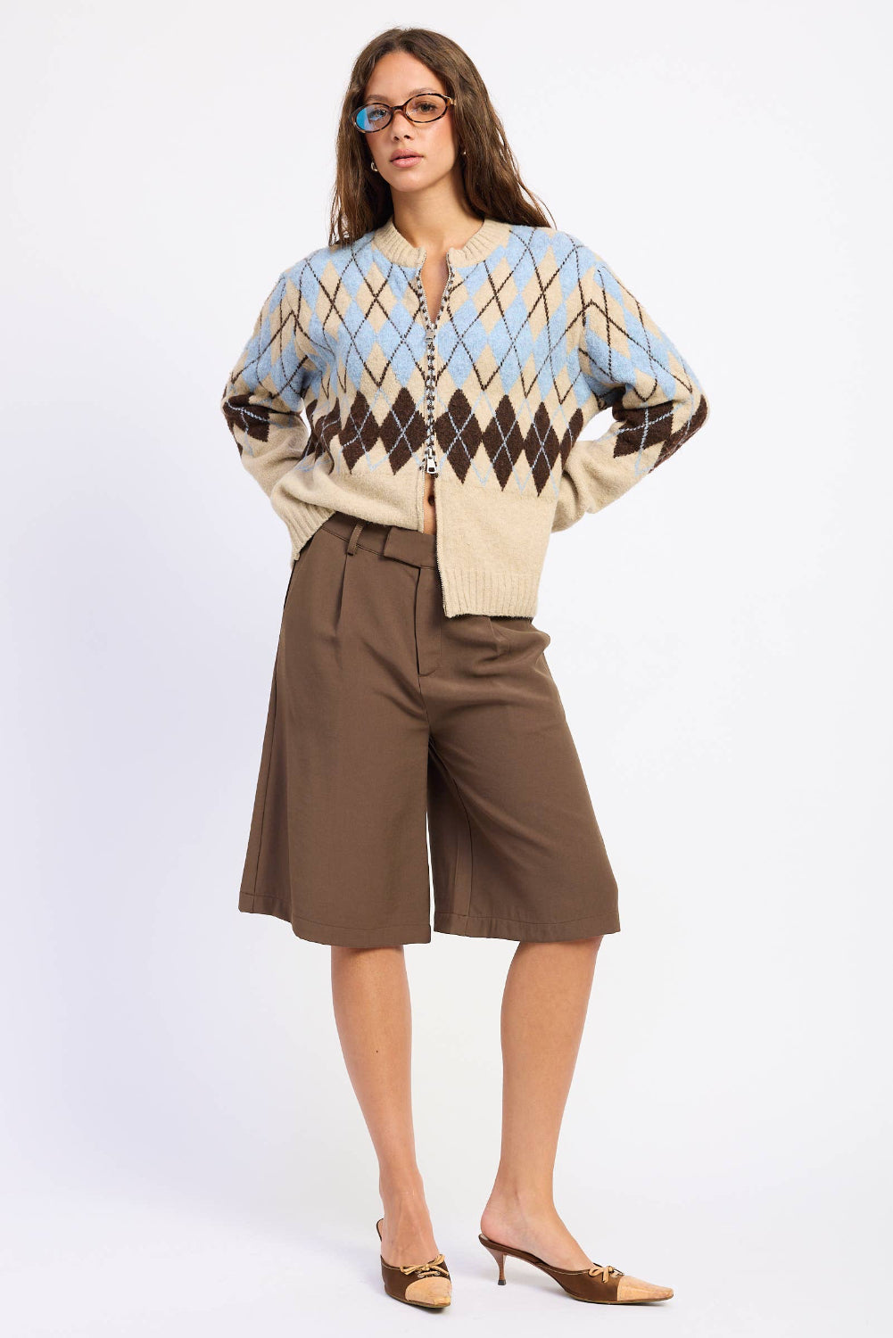 Moodboard Trouser Shorts- Brown