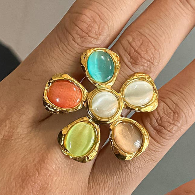 Vintage Stone Floral Ring