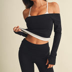 Active Off Shoulder Double Layered Top