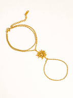 Carmela 18K Gold Non-Tarnish Sun Charm Hand Chain: Yellow Gold