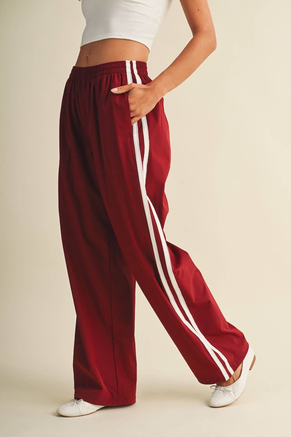 Cherry Cola Lace Trim Pants