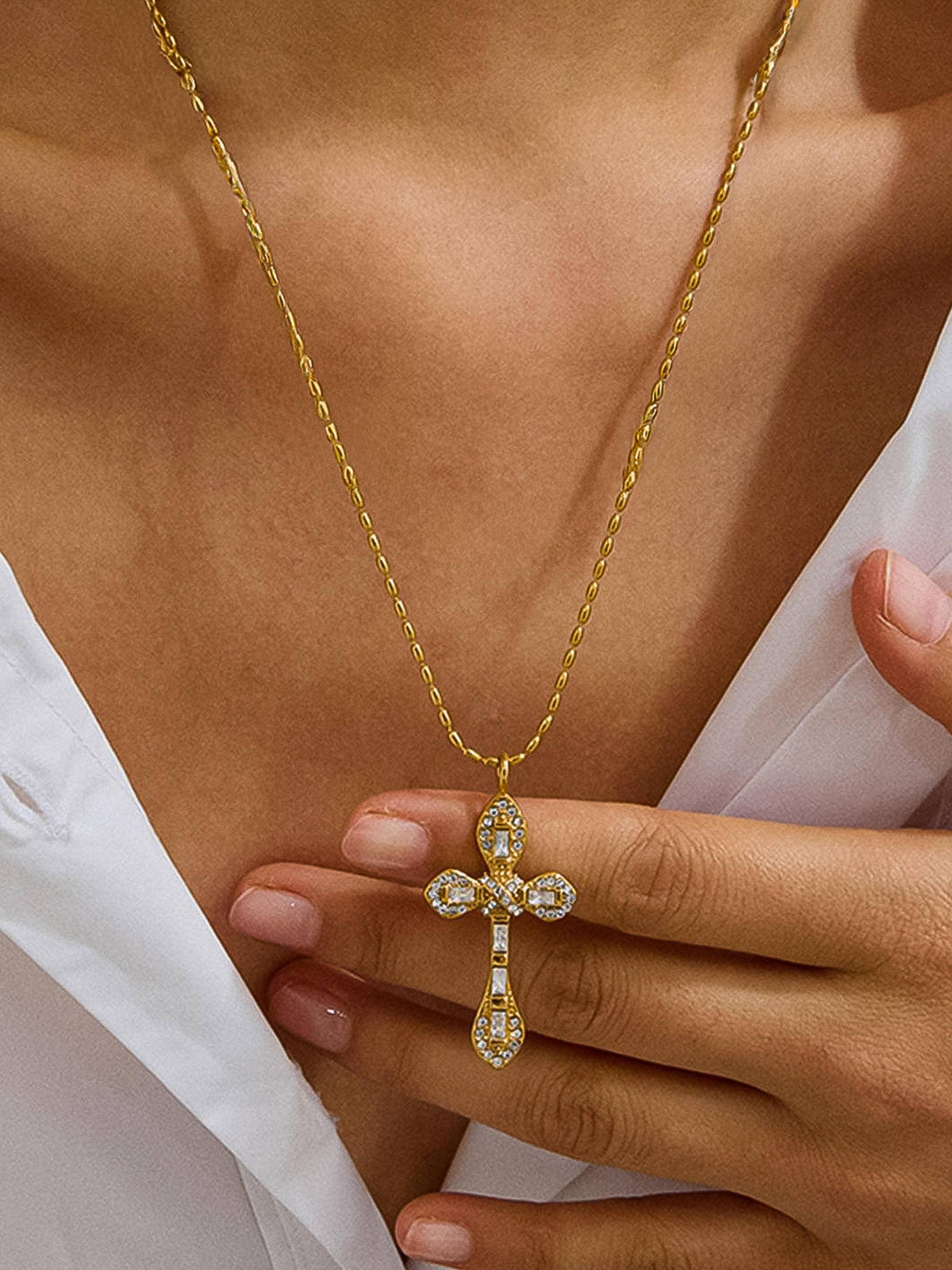 Axelle CZ Cross Necklace
