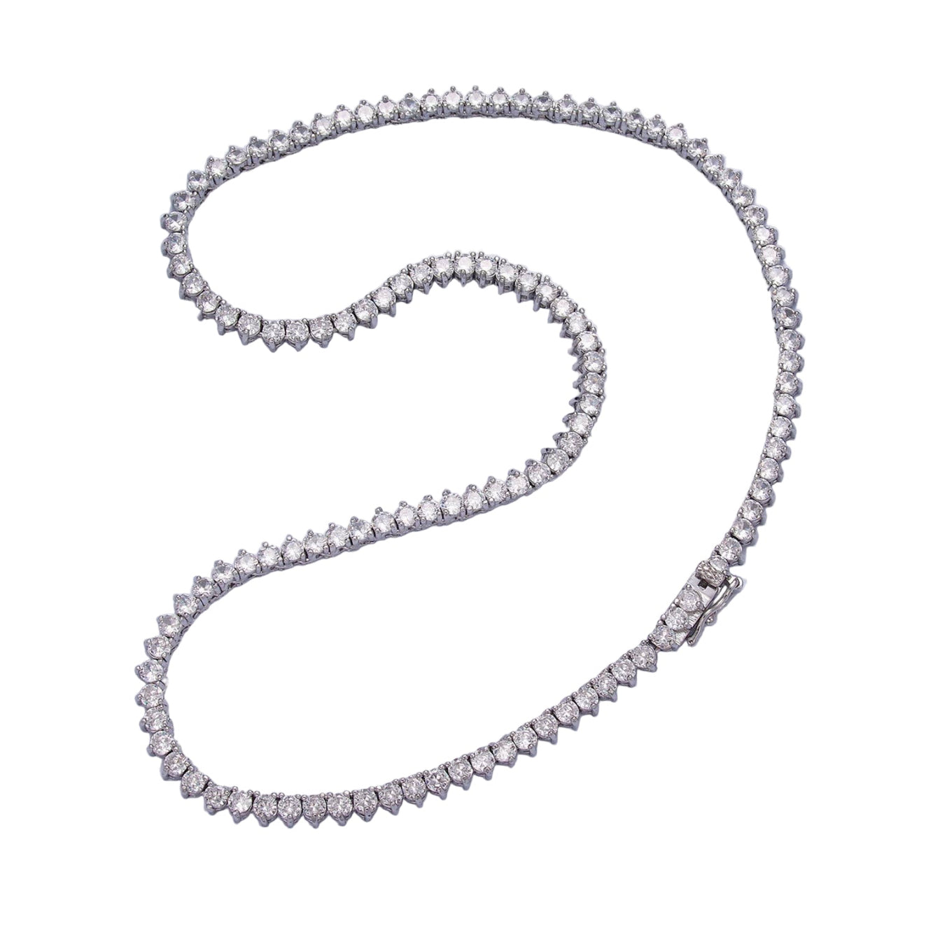 Silver CZ Tennis Chain Necklace