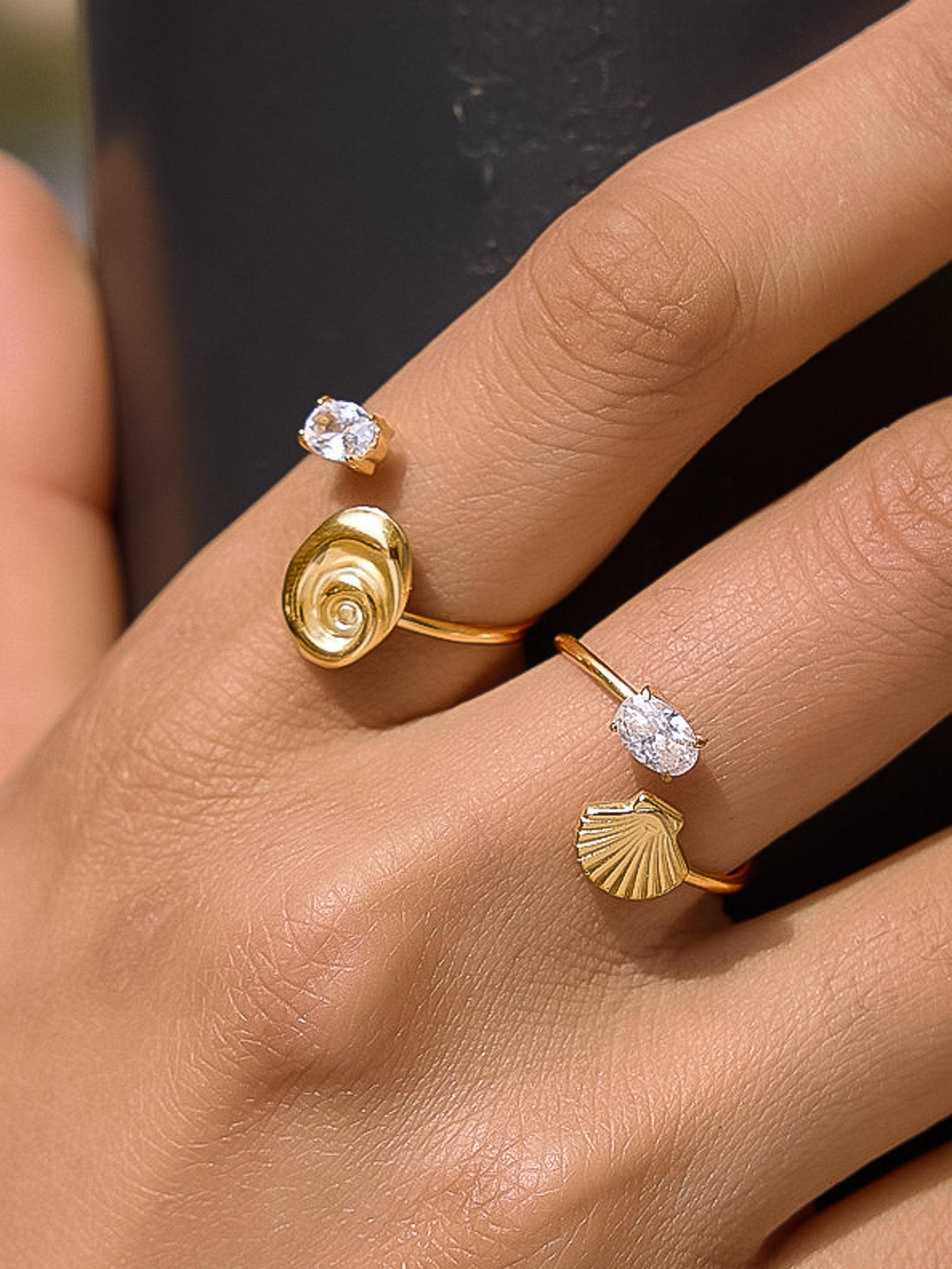 Lumirae Shell CZ Open Ring