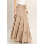Highwaist Drawstring Tiered Skirt