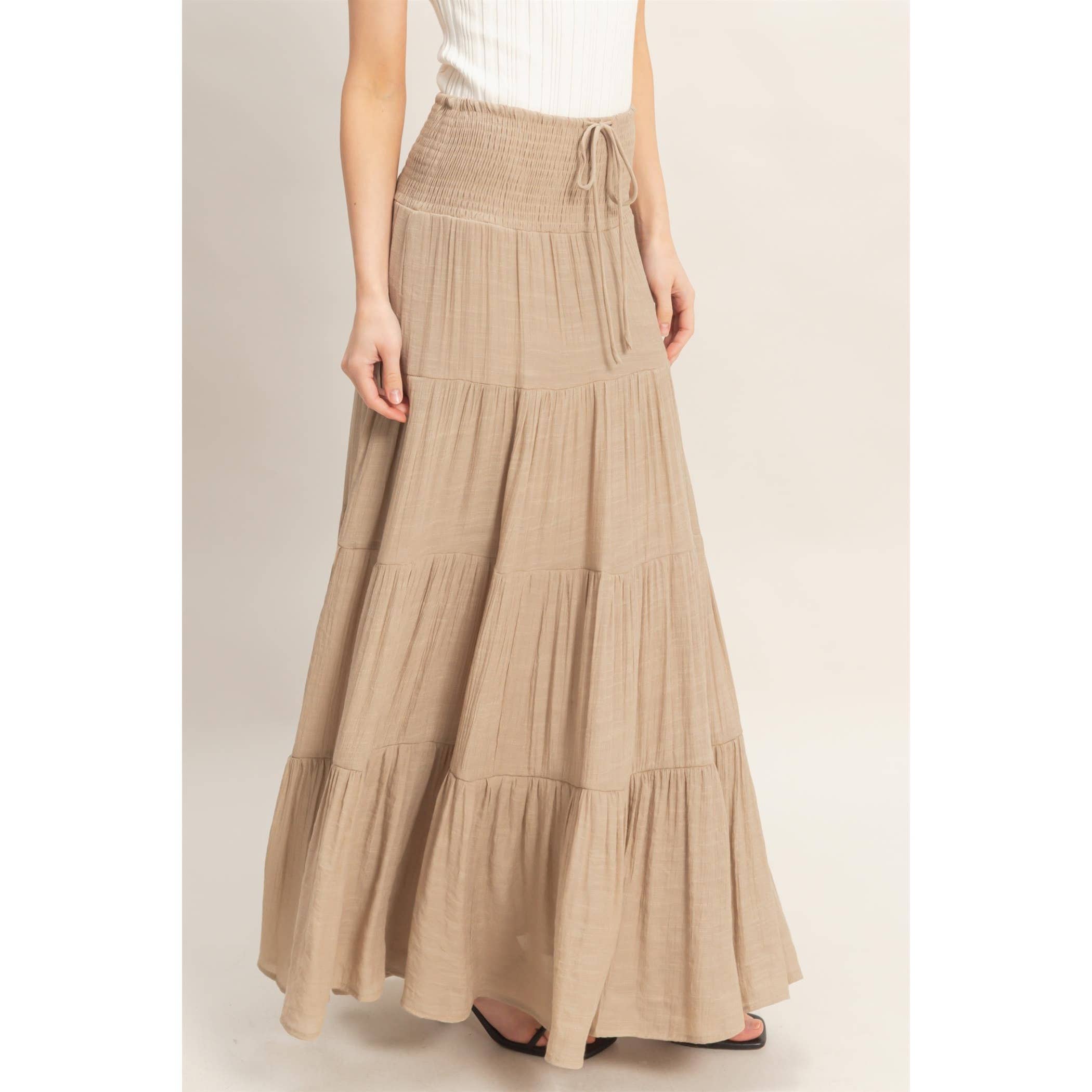 Highwaist Drawstring Tiered Skirt