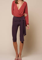 V-Neck Surplice Bubble Sleeve Top