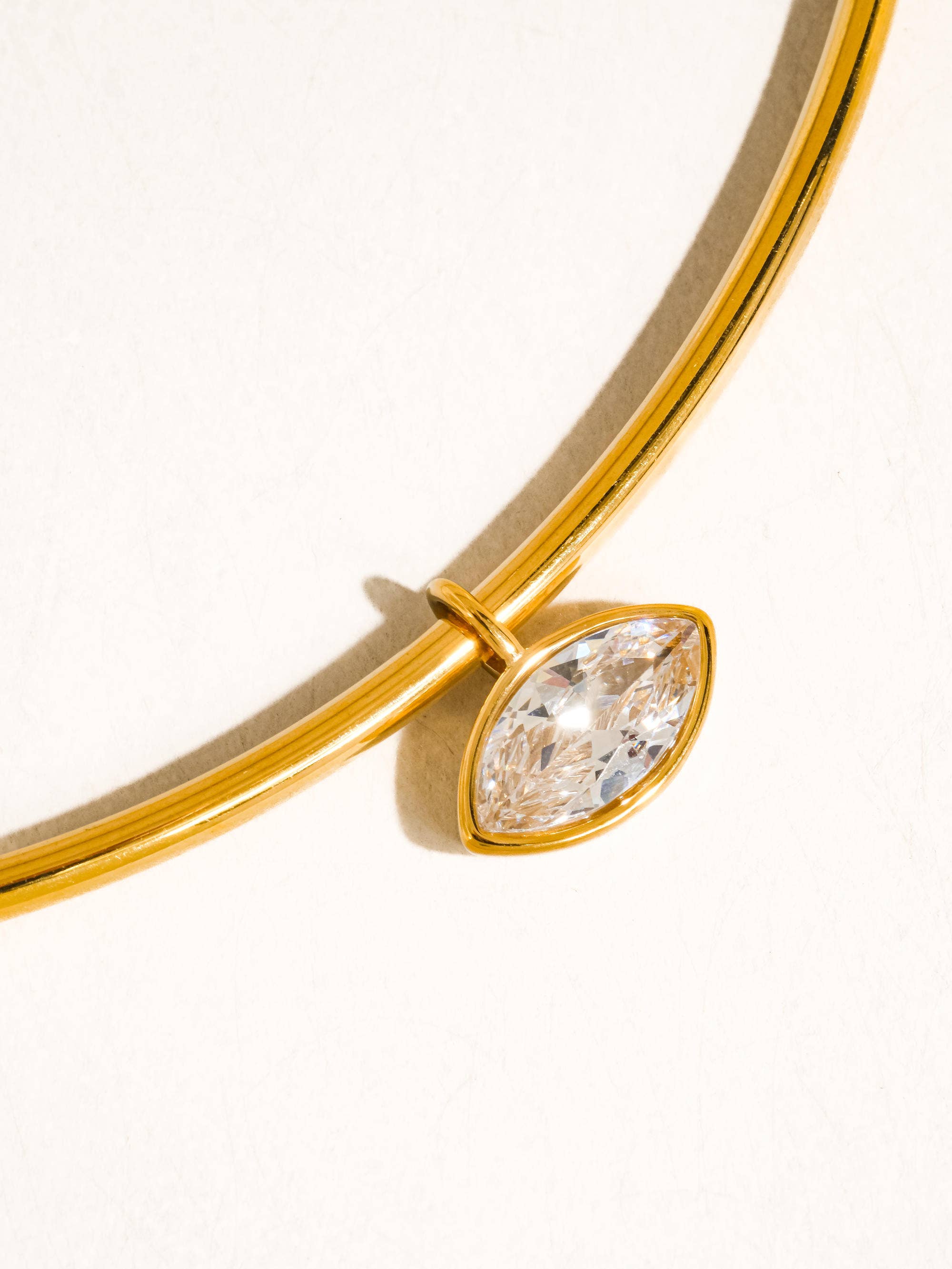 Campbell 18K Gold Non-Tarnish Classic CZ Choker: Yellow Gold / Oval-O
