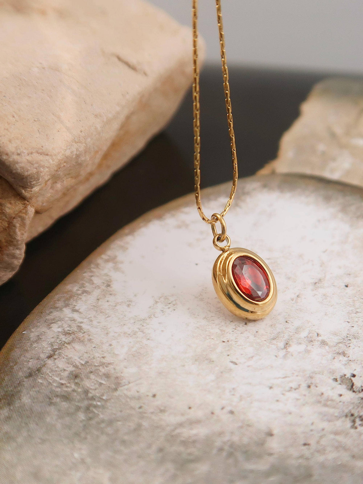 Cornelia Gemstone Necklace- Red