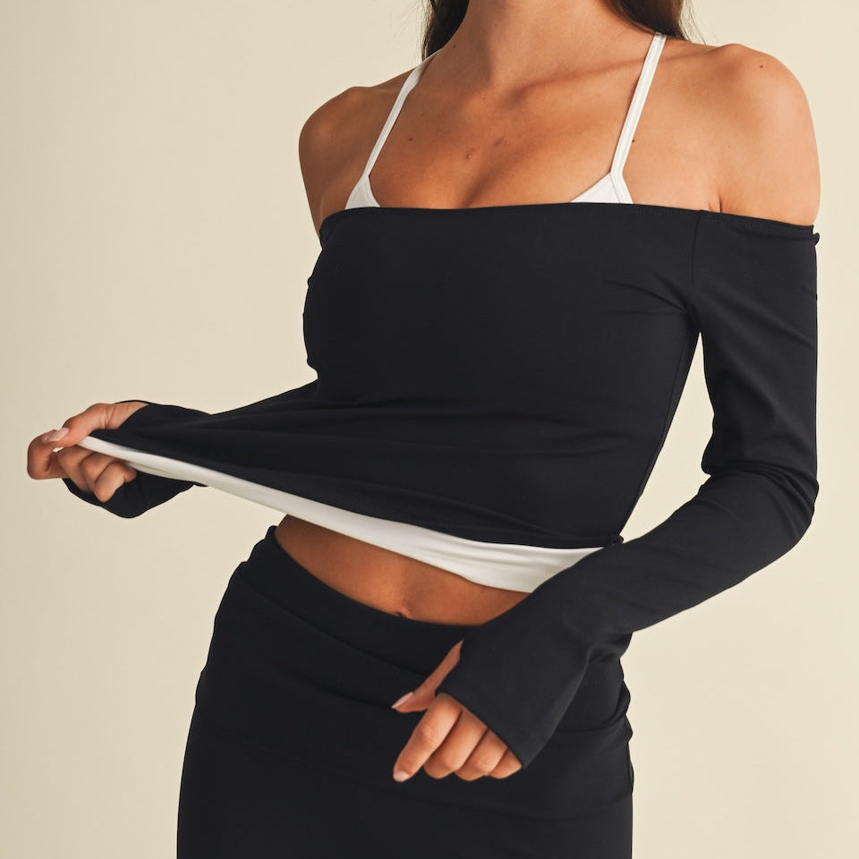 Active Off Shoulder Double Layered Top