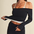 Active Off Shoulder Double Layered Top