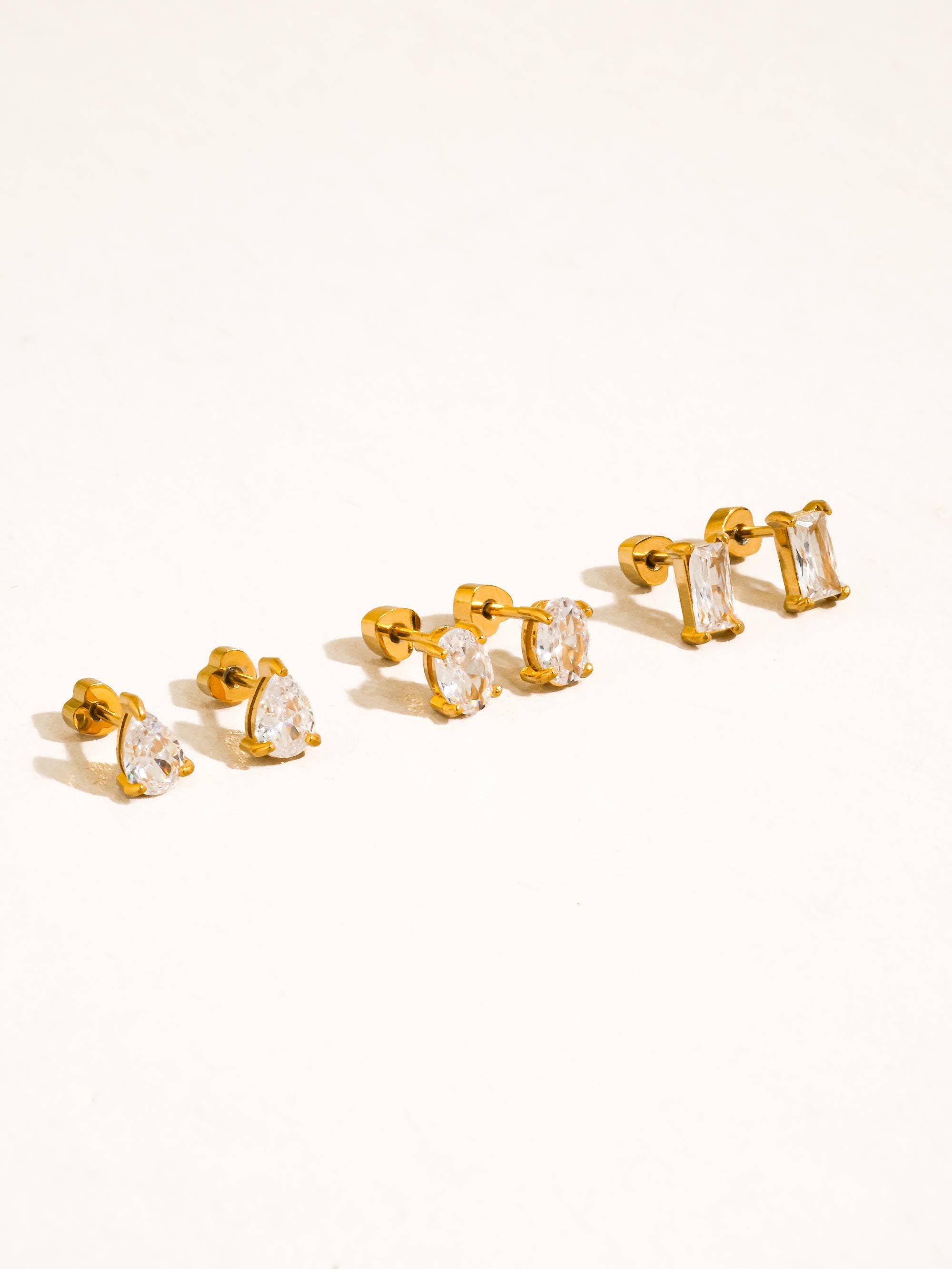 Pureté Pear & Oval CZ Stud Earrings Set