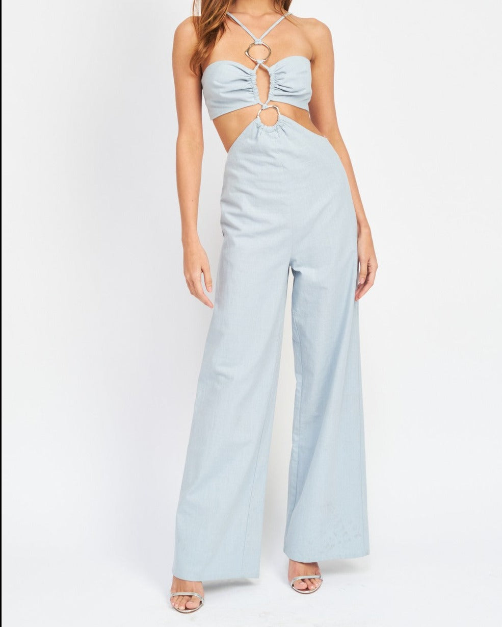 Prosecco Jumpsuit- Dusty Blue