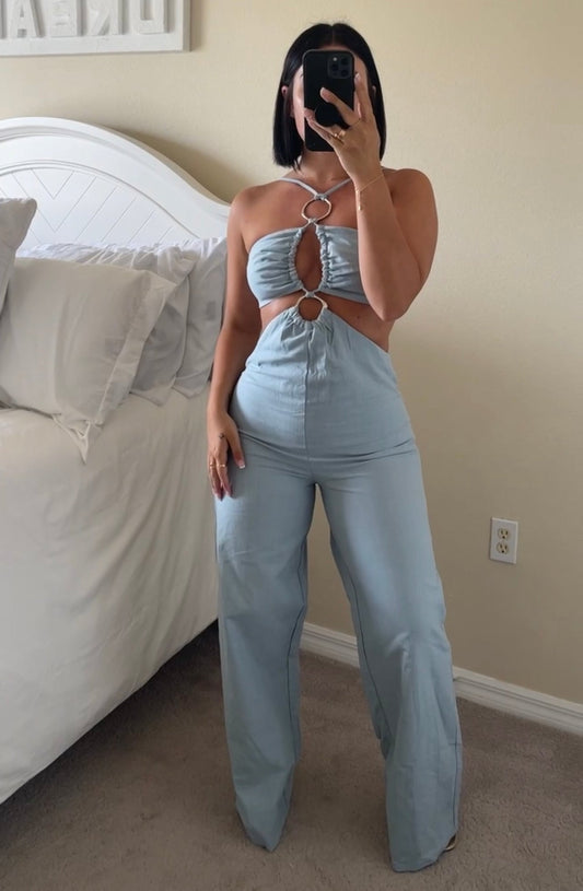 Prosecco Jumpsuit- Dusty Blue